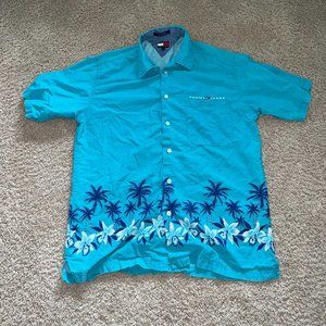 Vintage Tommy Jeans Hawaiian Shirt Blue L